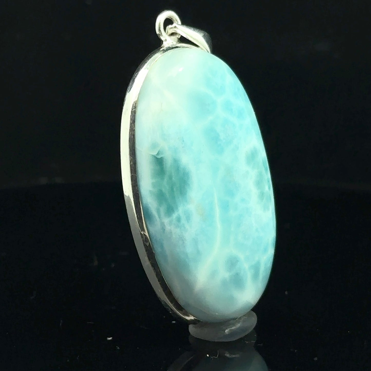 Larimar pendant 17 gr, 5.5 cm; silver 925