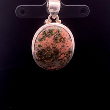 Load image into Gallery viewer, Unakite Epidote Pendant with Pink Marble 3cm: Silver 925