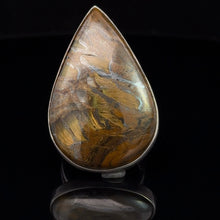 Lejupielādēt attēlu galerijas skatītājā, Tīģera acs gredzens, 18. izmērs; sudrabs 925