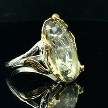 Lejupielādēt attēlu galerijas skatītājā, Praziolīta gredzens, 28 karāti, 22 x 13 mm, izmērs 17,5; 925. proves sudrabs