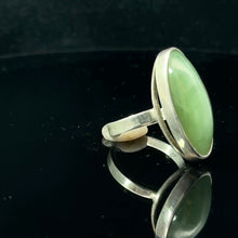 Load image into Gallery viewer, Sayany Nephrite Ring 17.5, size 6.75 g; 8 x 30 mm; 925 sterling silver stone