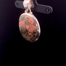 Load image into Gallery viewer, Unakite Epidote Pendant with Pink Marble 3cm: Silver 925