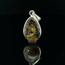 Load image into Gallery viewer, Quartz pendant with rutile, 5 g, 3 x 1 cm; 925 sterling silver