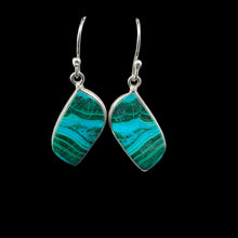 Load image into Gallery viewer, Malachite earrings with chrysocolla, 26 g, 4 cm