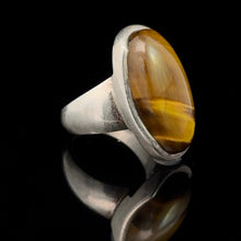 Lejupielādēt attēlu galerijas skatītājā, Gredzens Tīģera acs, izmērs 16,5 sudrabs 925
