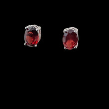Загрузить изображение в средство просмотра галереи, Garnet Stud Earrings Silver 925 5.3 g 5x6 mm Silicone Back