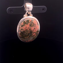 Load image into Gallery viewer, Unakite Epidote Pendant with Pink Marble 3cm: Silver 925
