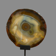Загрузить изображение в средство просмотра галереи, Агат срез; на штативе; Бразилия; размер среза 24 на 23 см