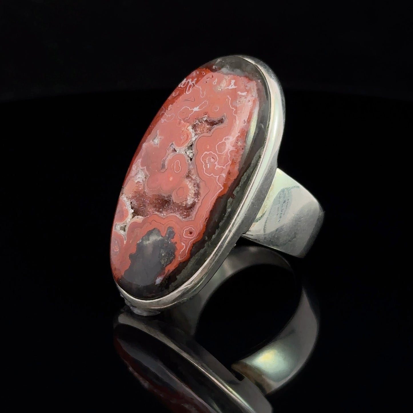 Agate Ring Silver 925 Size 19.5 16 g