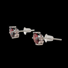Загрузить изображение в средство просмотра галереи, Garnet Stud Earrings Silver 925 5.3 g 5x6 mm Silicone Back