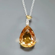 Lejupielādēt attēlu galerijas skatītājā, Citrīna kulons ar ķēdīti, 925. proves sudrabs