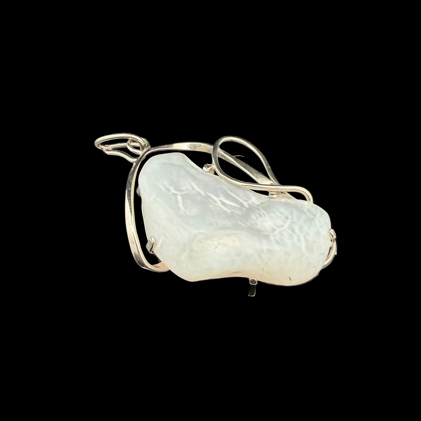 Chalcedony Pendant 5 cm Stone 2×4 cm Nickel Silver
