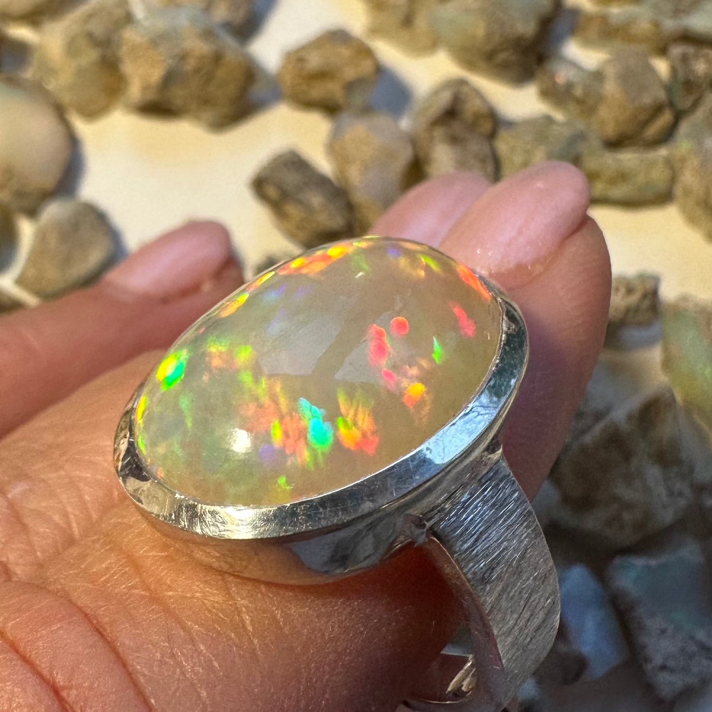 Ethiopian Opal Ring Silver 925 Size 19