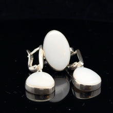 Загрузить изображение в средство просмотра галереи, Cacholong Silver Jewelry Set 925 | Ring 15.5 | Earrings 3 cm | Lavka Fei