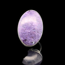 Загрузить изображение в средство просмотра галереи, Charoite Ring Silver 925 Size 20 Stone 20 × 40 mm 10 g