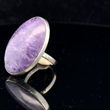 Загрузить изображение в средство просмотра галереи, Charoite Ring Silver 925 Size 20 Stone 20 × 40 mm 10 g