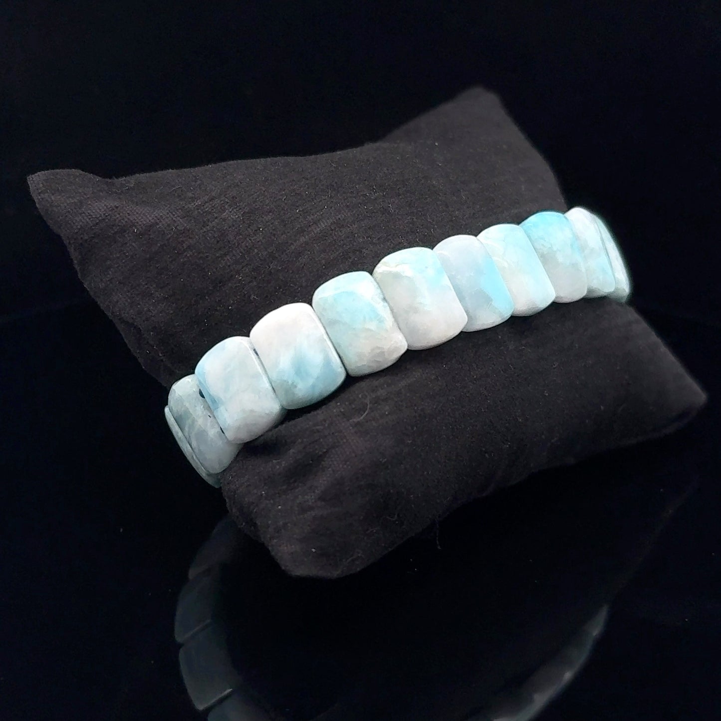 Larimar bracelet 8x12mm 22 beads natural blue gemstone jewelry