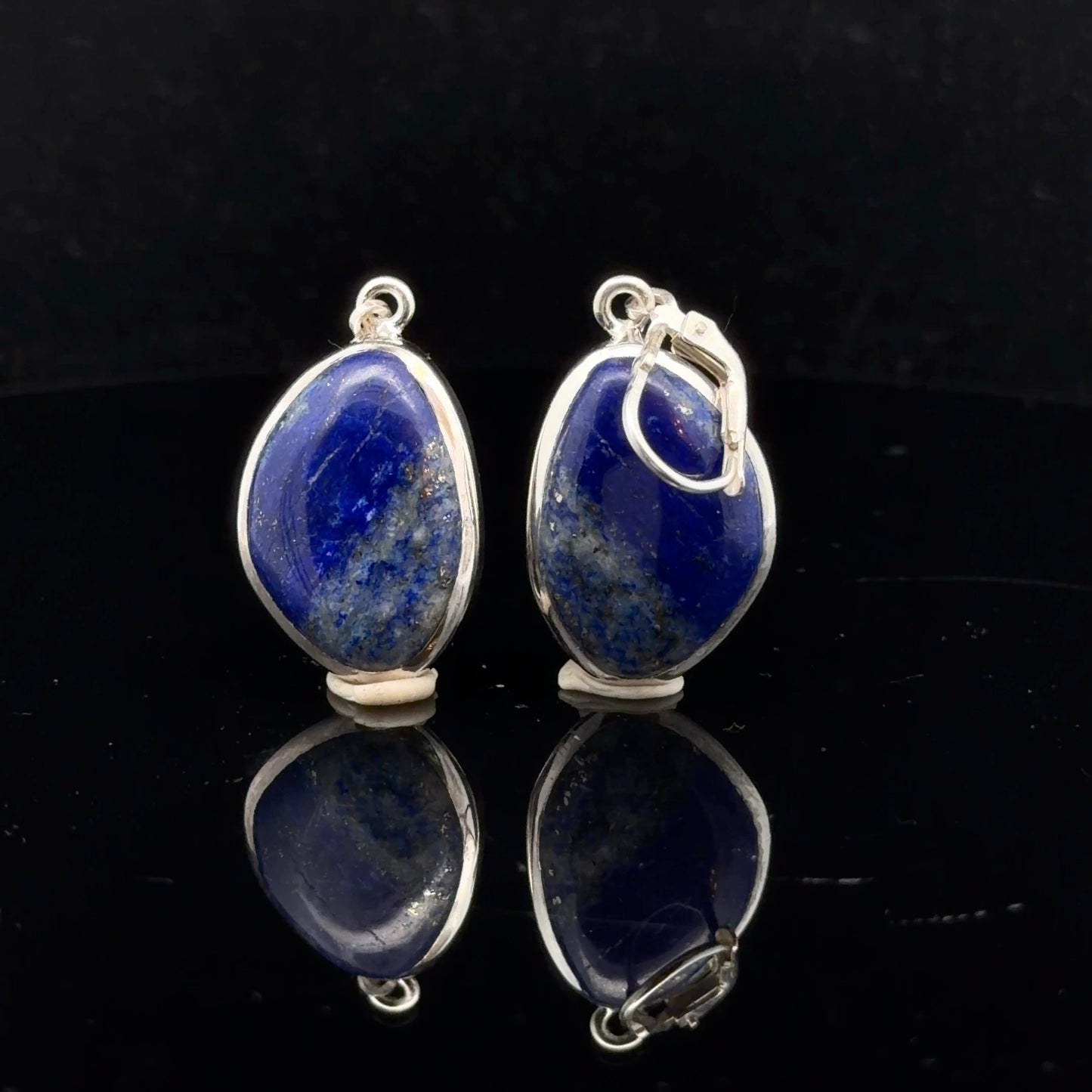 Lapis Lazuli Earrings 35 mm 15×22 mm Silver