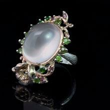 Загрузить изображение в средство просмотра галереи, Кольцо Кварц розовый Тцаворит 18 размер: серебро 925