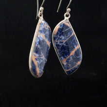 Load image into Gallery viewer, Sodalite Earrings Silver 925 6 g 3.5x1.4 cm