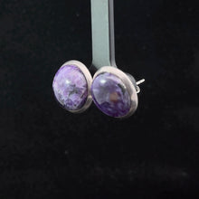 Загрузить изображение в средство просмотра галереи, Charoite Earrings Silver 925 1.5 cm