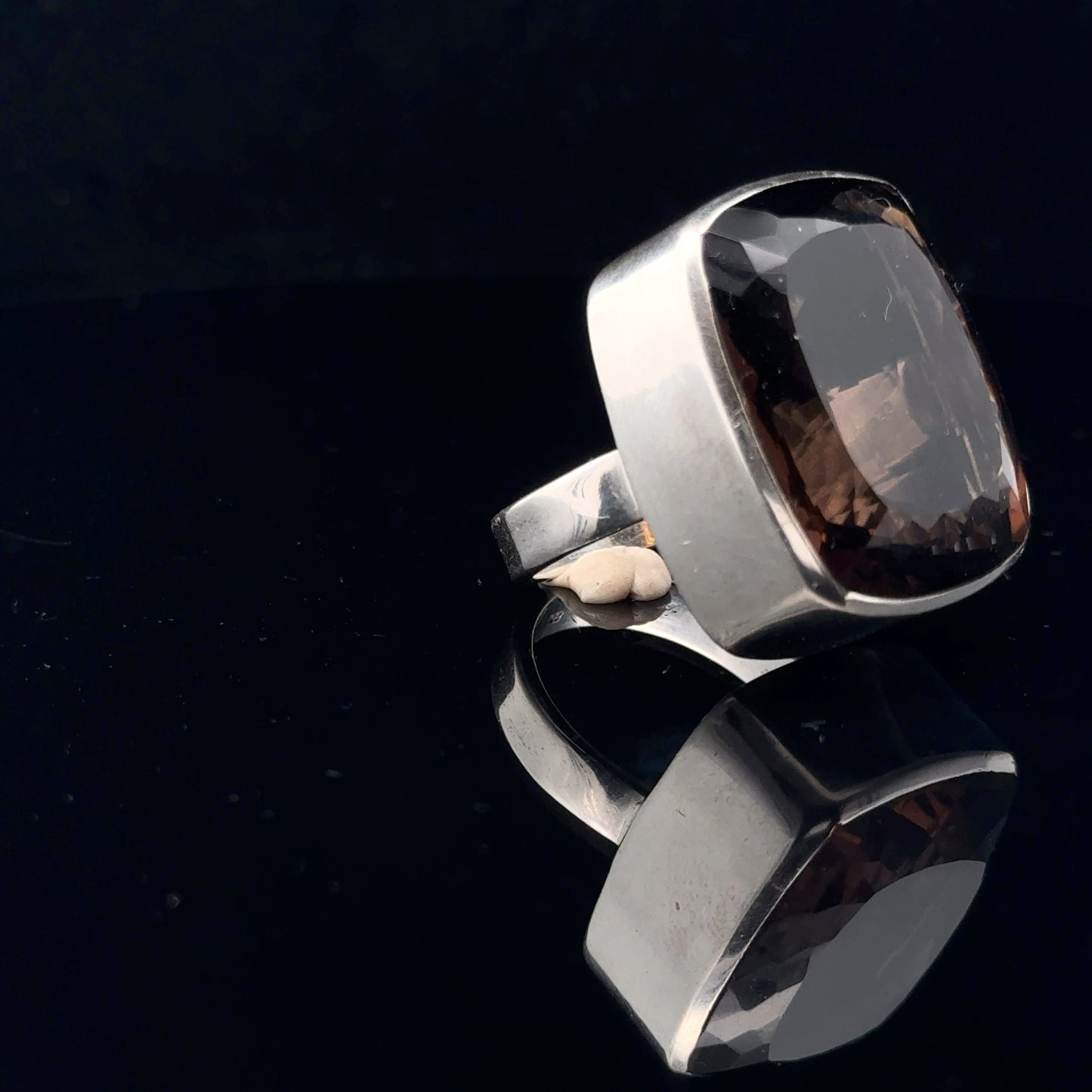 Smoky Quartz Ring 22×20 mm Size 19 7.1 g Silver 925
