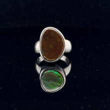 Load image into Gallery viewer, Ammolite Ring Silver 925 Size 19.5