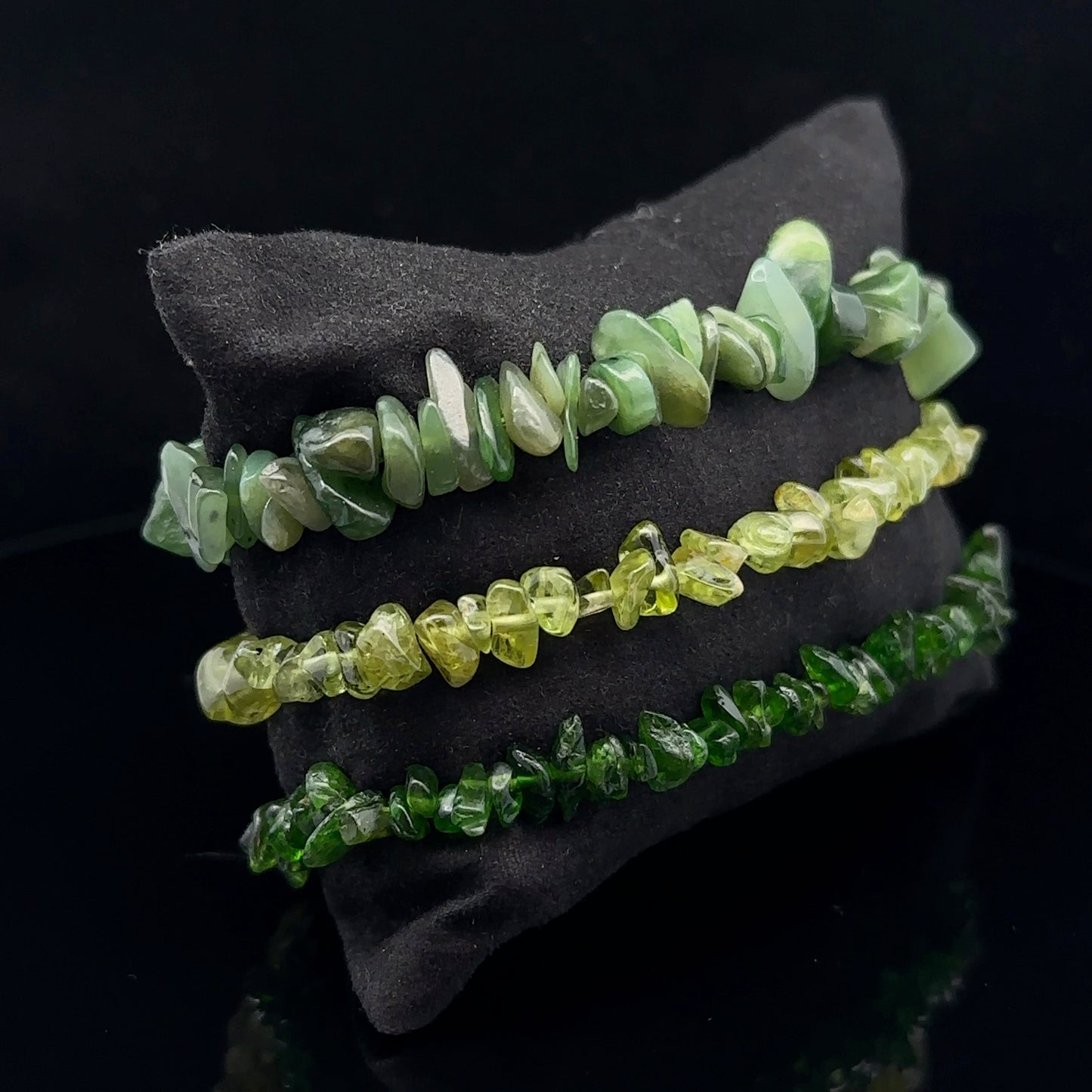 Jade, Chrome Diopside & Chrysolite Bracelet