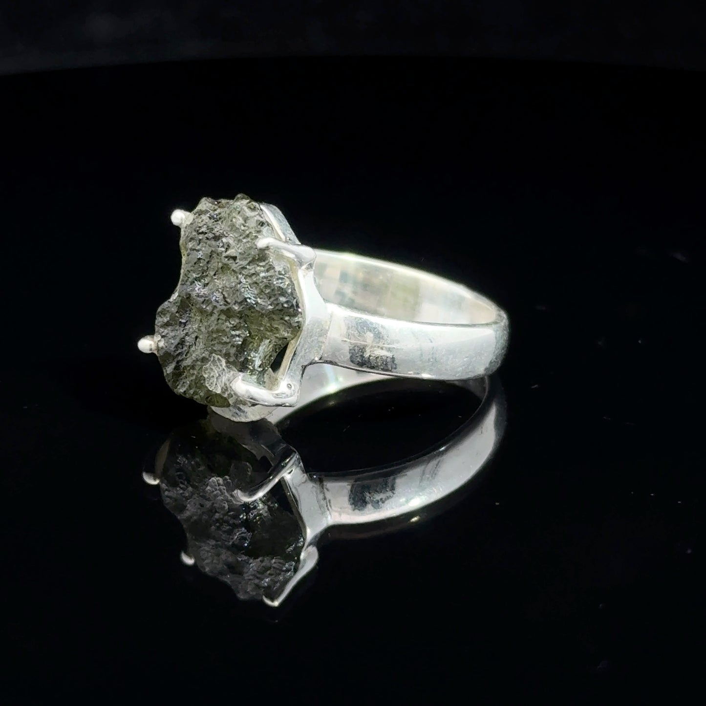 Moldavite Ring Silver 925 Size 18.5