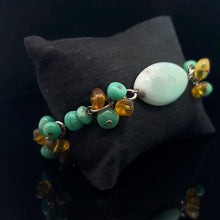 Загрузить изображение в средство просмотра галереи, Chrysoprase Amber Bracelet Silver 925.