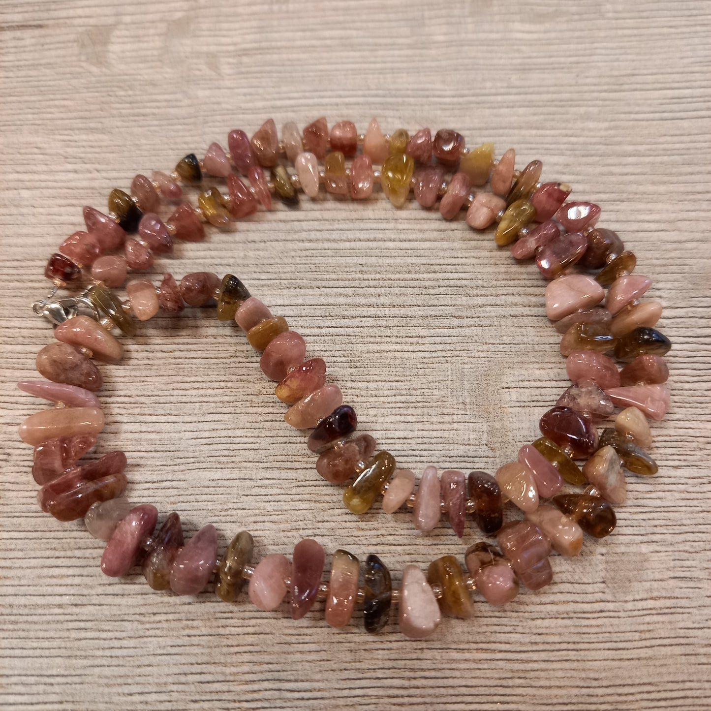 Tourmaline necklace, beads 6-10mm, 49cm