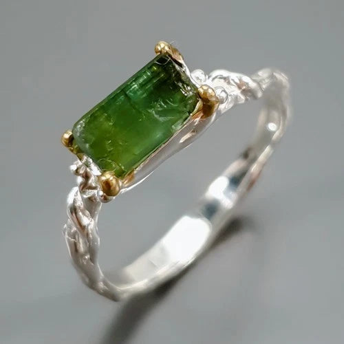 Tourmaline Ring Silver 925 Size 17.5