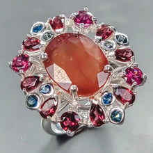Load image into Gallery viewer, Ruby ring (ennobled) 14x11 mm, Garnets 9.4 g; size 17.5; 925 silver