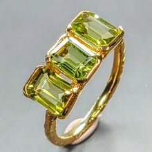 Load image into Gallery viewer, Chrysolite ring, 2.7 g, size 16; 925 sterling silver