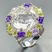 Загрузить изображение в средство просмотра галереи, Кольцо Кварц 16x16 мм . аметист, хризолит 13 гр 18 размер ; серебро 925