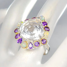 Load image into Gallery viewer, Quartz ring, 17x16 mm, 9.5g amethyst, opal, size 18; 925 sterling silver.