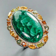 Load image into Gallery viewer, Malachite ring, 33x19mm, 20.2g; size 18.5; 925 sterling silver