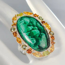 Load image into Gallery viewer, Malachite ring, 33x19mm, 20.2g; size 18.5; 925 sterling silver