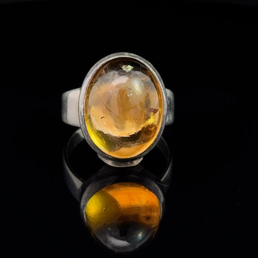 Citrine Ring Silver 925 Size 17 8.5 g 14x20 mm