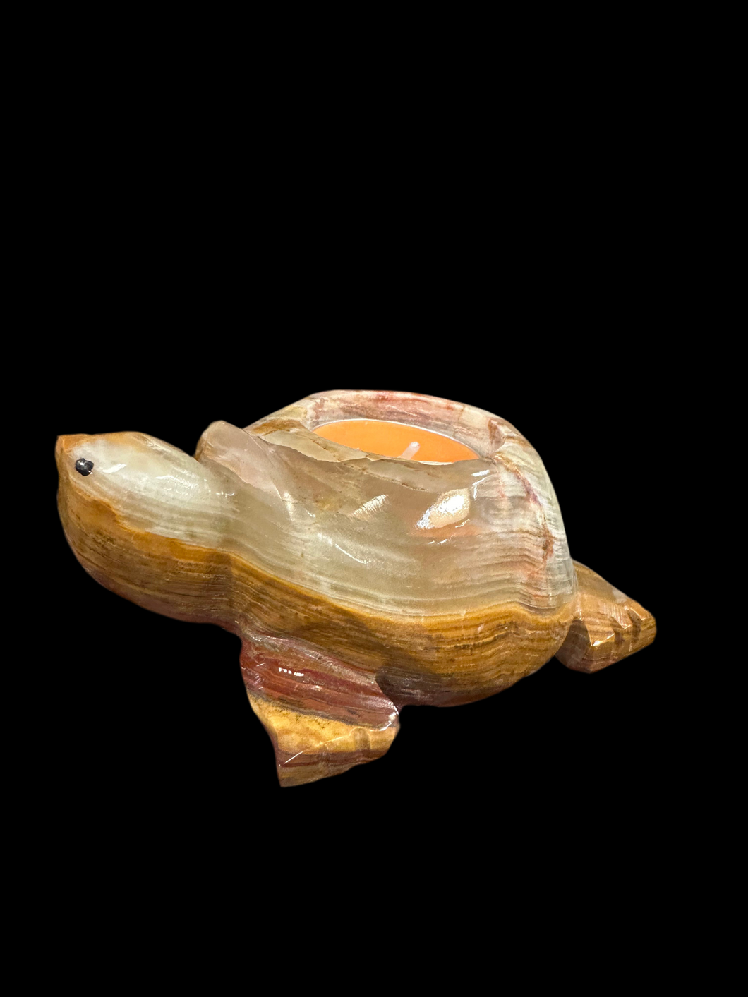 Candlestick calcite marble, turtle 12 cm