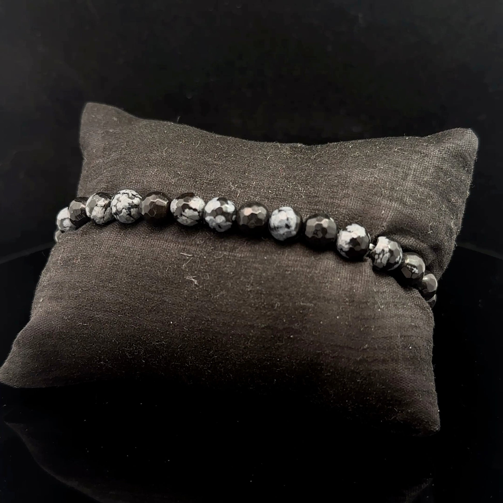 Obsidian Beads Bracelet 6mm, Faceted, 30 pcs.