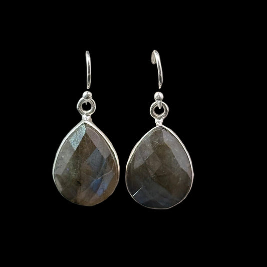 Labradorite Earrings Silver 925 6 g 3 cm