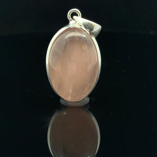Pink Quartz Pendant, 9.5g, 3.5 x 2cm; 925 Sterling Silver