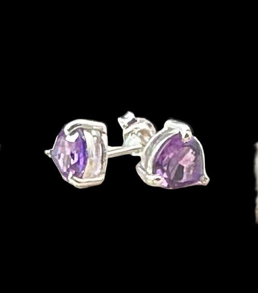 Amethyst Earrings Silver 925 1.8 g 1.5 cm
