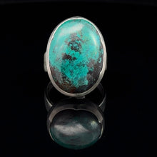 Lejupielādēt attēlu galerijas skatītājā, Chrysocolla gredzens, 925 sudrabs, 17 izmērs
