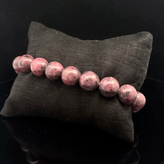 Rhodonite bracelet with 19 beads, 10 mm each