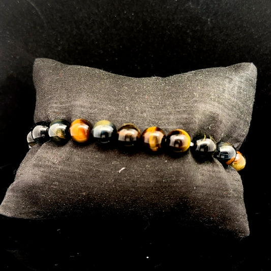 Tiger's eye quartz bracelet, 23 beads, 8 mm each