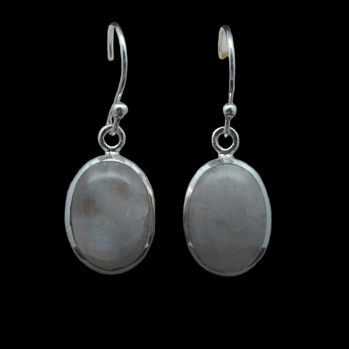 Moonstone (Adularia) Earrings, 3 cm, Sterling Silver 925, 5 g
