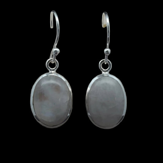 Moonstone (Adularia) Earrings, 3 cm, Sterling Silver 925, 5 g