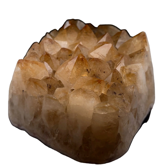 Crystal cluster on a white background. Citrine Druze 2900 g 15 × 13 × 7 cm